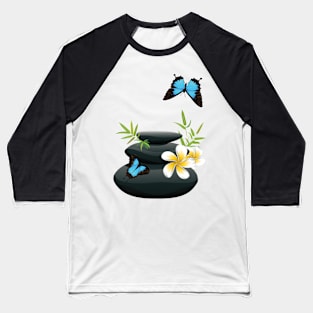 Black pebble with flower Baseball T-Shirt